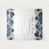 Tenture Fond de photomaton de mariage floral bleu marine (Devant (Horizontal))