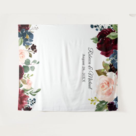 Tenture Fond de photomaton de mariage floral marine Bourgo (Devant (Horizontal))