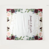 Tenture Fond de photomaton de mariage floral Marsala rusti (Devant (Horizontal))