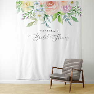 Tenture Fond de photomaton de mariage floral pêche