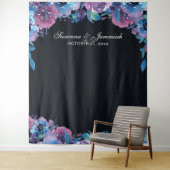 Tenture Fond de photomaton de mariage floral violet (En situation)