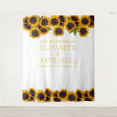 Tenture Fond de photomaton de mariage rustique tournesols (Devant)