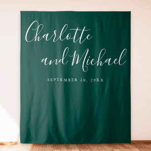 Tenture Fond de photomaton de mariage vert émeraude avec é