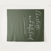 Tenture Fond de photomaton de mariage vert olive écriture (Devant (Horizontal))