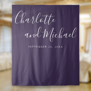 Tenture Fond de photomaton de mariage violet avec écriture