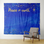 Tenture Fond de photomaton de Noël Étoiles dorées Paix (En situation (horizontale))