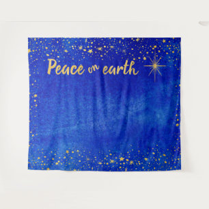 Tenture Fond de photomaton de Noël Étoiles dorées Paix