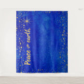 Tenture Fond de photomaton de Noël Étoiles dorées Paix (Devant)