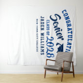 Tenture Fond de photomaton de remise de diplômes bleu mari (En situation (horizontale))