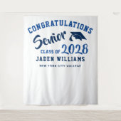 Tenture Fond de photomaton de remise de diplômes bleu mari (Devant)