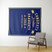 Tenture Fond de photomaton de remise de diplômes bleu mari (En situation (horizontale))