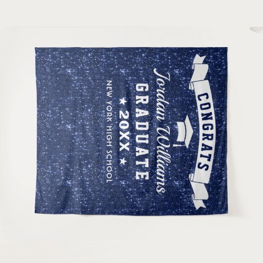 Tenture Fond de photomaton de remise de diplômes bleu mari (Devant (Horizontal))