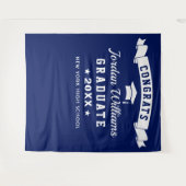 Tenture Fond de photomaton de remise de diplômes bleu mari (Devant (Horizontal))