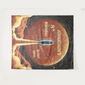 Tenture Fond de photomaton espace fusée d'anniversaire (Devant (Horizontal))