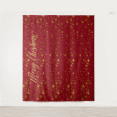 Tenture Fond de photomaton étoiles dorées rouge de Noël (Devant)