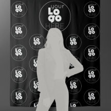 Fond de photomaton noir à logo répétitif