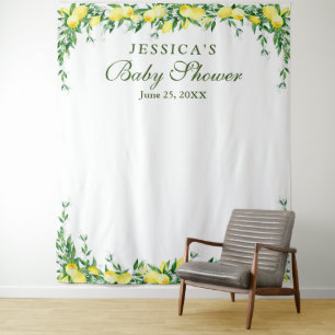 Tenture Fond de photomaton pour Baby Shower avec des citro