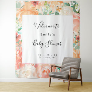 Tenture Fond de photomaton pour Baby Shower Fille Florale