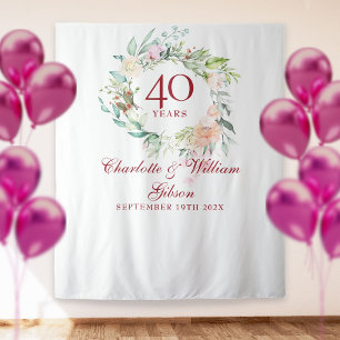 Tenture Fond de photomaton pour les 40 ans de mariage Rose