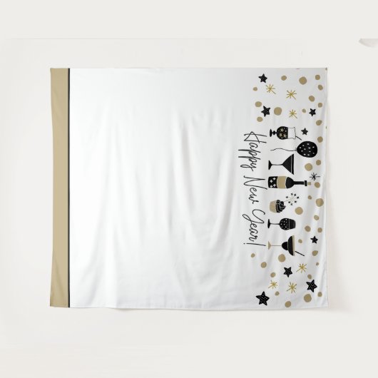 Tenture Fond de photos Bonne Année Or Noir Blanc (Devant (Horizontal))