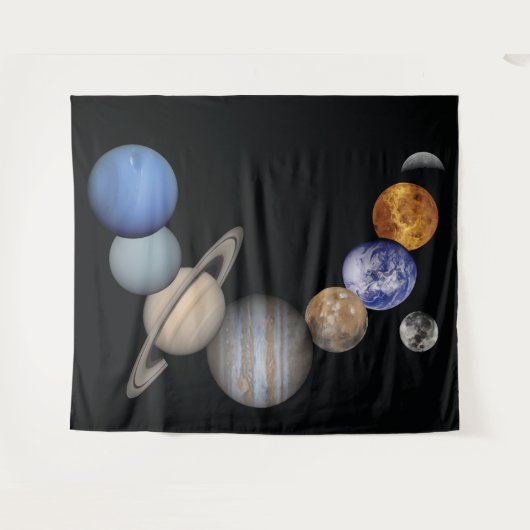 Tenture fond de planètes du système solaire (Devant (Horizontal))