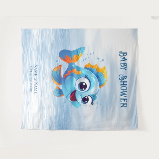 Tenture Fond de poisson bleu (Devant (Horizontal))