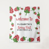 Tenture Fond de premier anniversaire de baie de fraise mig (Devant)