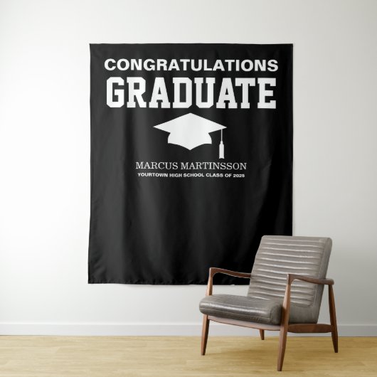 Tenture Fond de présentation de diplôme photo noir 3 (En situation)