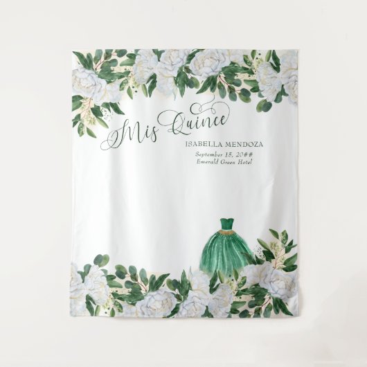 Tenture Fond de princesse floral vert émeraude pour Quince (Devant)