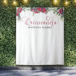 Tenture Fond de Quinceanera élégant à la rose rouge eucaly