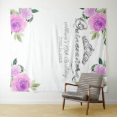 Tenture Fond de Quinceanera floral violet (En situation (horizontale))