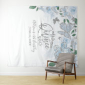 Tenture Fond de Quinceanera papillons bleus bébé Fleurs (En situation (horizontale))