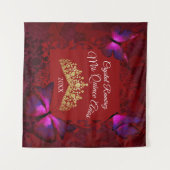 Tenture Fond de quinzième anniversaire papillon rouge et c (Devant (Horizontal))