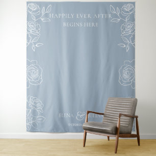 Tenture Fond de réception de mariage floral rose bleu pous