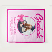 Tenture Fond de Remise de Diplômes avec Ruban Gingham Rose (Devant (Horizontal))