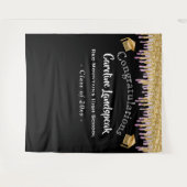 Tenture Fond de remise de diplômes rose paillettes dorées  (Devant (Horizontal))