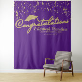 Tenture Fond de remise des diplômes violet or Félicitation (En situation)