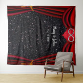 Tenture Fond de rideau rouge argenté pailleté noir infini (En situation (horizontale))