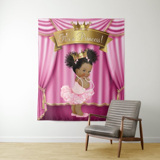 Tenture Fond de salle pour Baby Shower de princesse afro-a (En situation)