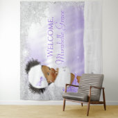 Tenture Fond de salle pour Baby Shower fille afro "Winter  (En situation)