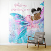 Tenture Fond de salle pour Baby Shower Sirène Afro Bannièr (En situation)