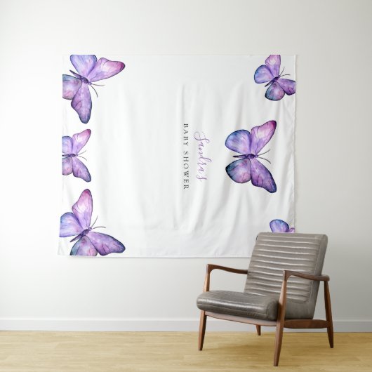 Tenture Fond de salle pour Baby Shower thème Papillon Mini (En situation (horizontale))