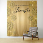 Tenture Fond de scène 40e anniversaire paillettes dorées d (En situation)
