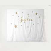 Tenture Fond de scène avec nom personnalisé Gold Stars (Devant (Horizontal))
