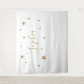 Tenture Fond de scène avec nom personnalisé Gold Stars (Devant)
