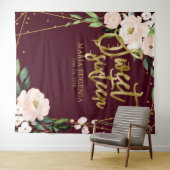 Tenture Fond de scène bordeaux floral rose pour 16 ans (En situation (horizontale))