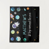 Tenture Fond de scène d'anniversaire Espace Astronaute Ble (Devant)