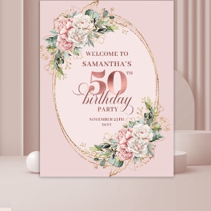 Tenture Fond de scène de 50e anniversaire avec blush botan