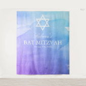 Tenture Fond de scène de Bat Mitzvah à l'aquarelle violet (Devant)