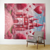 Tenture Fond de scène de château rouge et rose (En situation (horizontale))